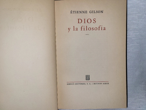 Imagen 1 de 9 de Dios Y La Filosofia Etienne Gilson Emece