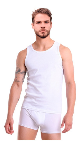 Camiseta Sin Manga Algodón, Negra, Gris Blanco. Adulto. 045