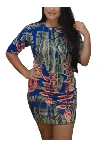 3 Vestido Feminino Manga Viscolycra Estampado