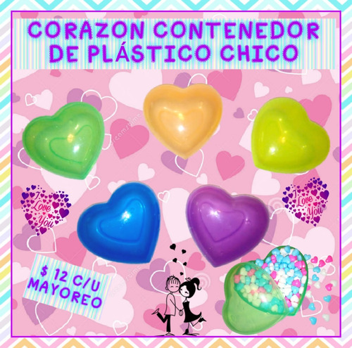 10 Contenedor En Forma De Corazon Chico Colores Para Este 14