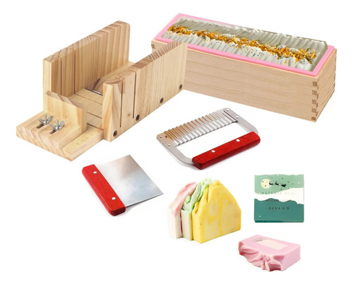 Set De Moldes De Madera Y Silicona Para Hacer Jabón Diy