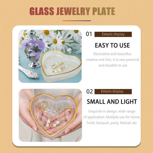 H Plato De Cristal Para Joyas Con Forma De Corazón