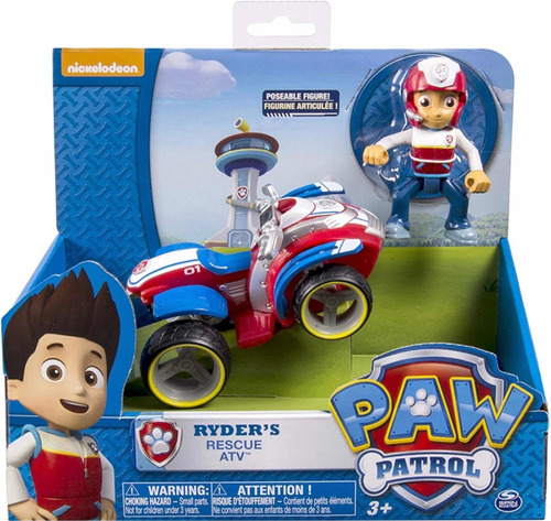 Paw Patrol Ryder Con Cuatrimoto Vehículo Atv
