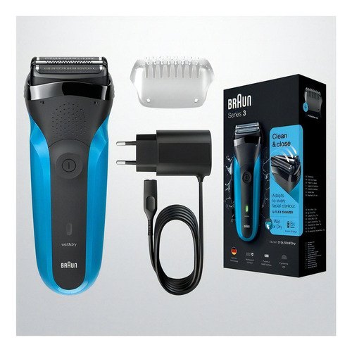 Máquina Afeitadora Eléctrica Braun Series 3, 3010bt De Barba Color Negro/azul