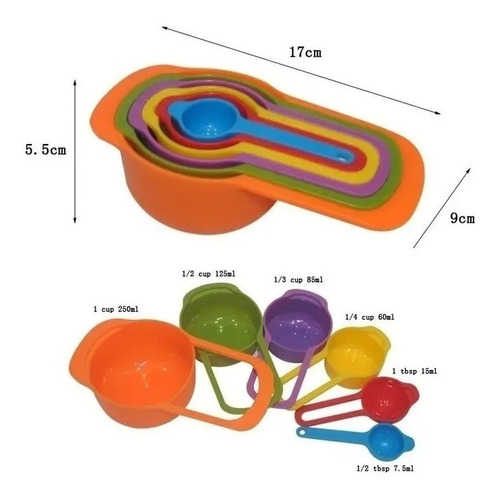 Tazas Y Cucharas Medidoras Para Reposteria 6 Piezas Cocina 