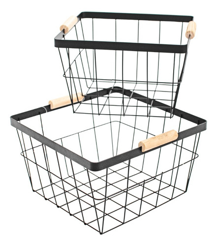 Canasto Organizador Metal  Set X2 Organizador Cocina