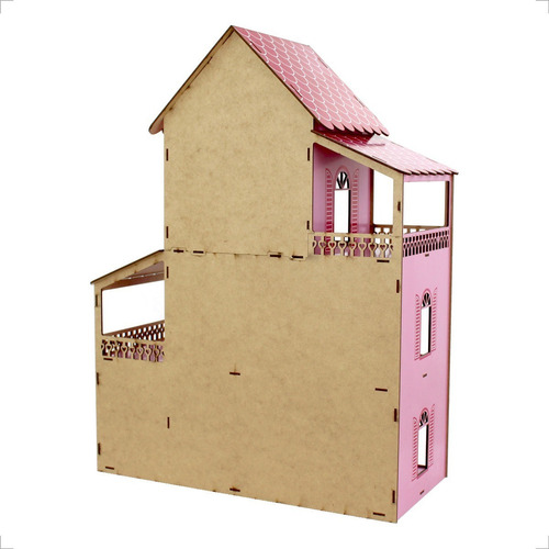 Casinha De Boneca Adesivo + 36 Móveis Montados - MDF Criativa