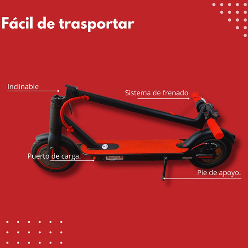 Scooter Eléctrico 25km/h Alto Rendimiento Plegable Luz Led