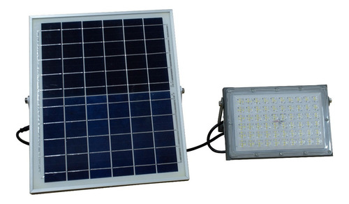 Reflector Solar Led 60w Con Panel Solar Batería Luz Blanca Color De La Carcasa Gris Color De La Luz Blanco Frío