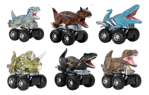 Dinosaurios Set X 6 Carros De Impulso Go-kart Originales 