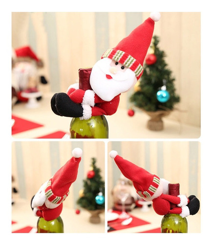 Adorno Navidad Santa Claus Para Botella De Vino