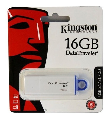 Pendrive 16gb Usb 2.0/3.0/3.1 Kingston Blister Local