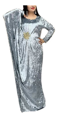 Gold Velvet Plus Size Long Sleeve Dress 1