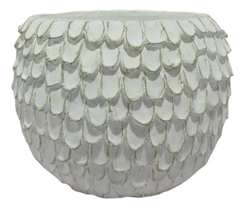 Vaso De Cimento Branco Trabalhado E Rustico