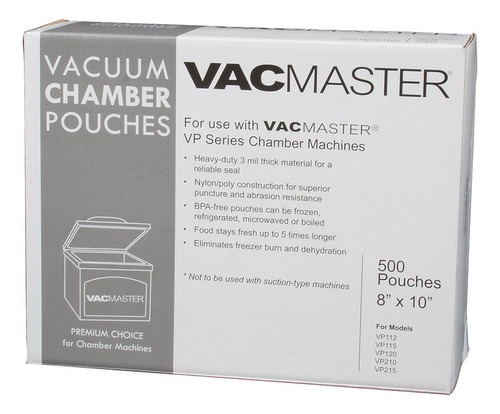 Vacmaster Bolsas Selladas Al Vacío, 500 Por Caja, Transparen