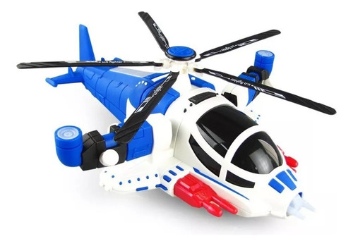 Helicoptero 30cm Luz Led Movimiento Musica Gira 360 A Pilas