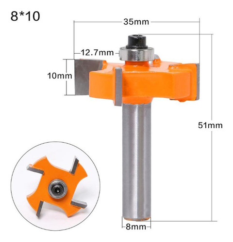 De Fresa De Ranura En T De Vástago De 8 Mm For Carpintería -