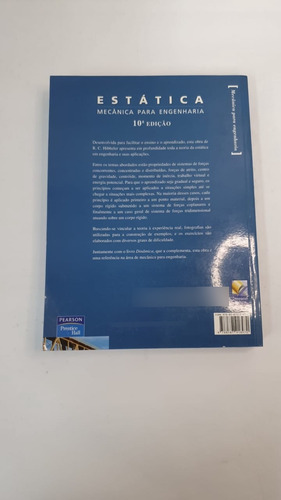 Livro Estática Mecânica Para Engenharia 10a Edição R. C. Hibbeler Pearson Prentice Hall A3114 (Usado)