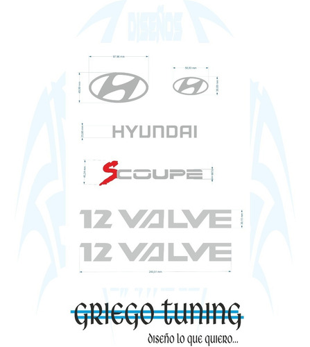 Hyundai Scoupe  12 Valve  Adhesivos Kit Completo