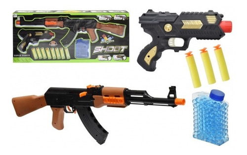 Rifle + Revolver Lanza Dardos Y Balines