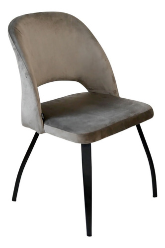 Silla Para Comedor Pana Gris Claro Lotus Pata Negra X2 Color de la estructura de la silla Negro