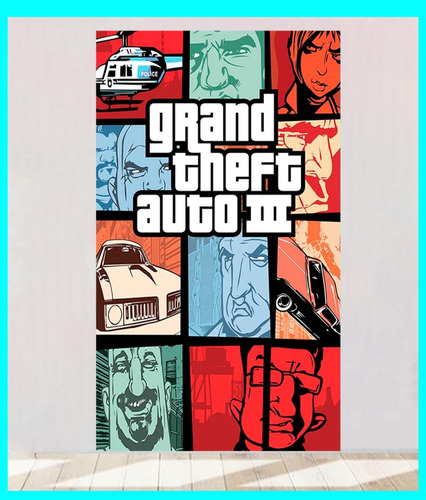 Cuadro Decorativo Grand Theft Auto 29x50 Cm Videojuego Tres