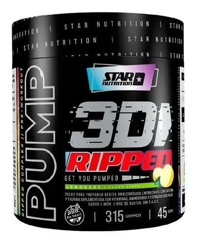 Pump 3d Ripped Star Nutrition 315gr Pre Workout + Quemador