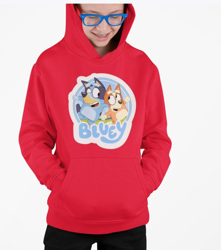 Poleron Infantil Unisex Bluey Bingo Letra Estampado Algodon