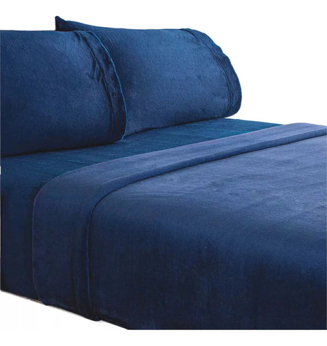 Juego De Sábanas Invernales King Size Azul Marino Concord Calientitas