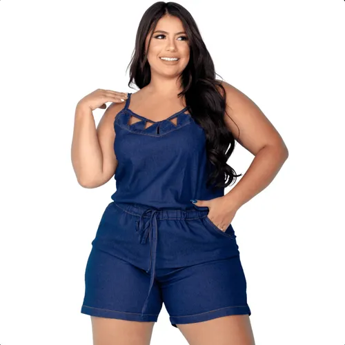 Jardineira jeans hotsell mercado livre