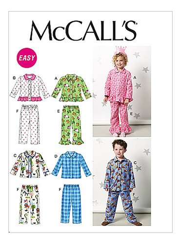 Mccalls Patrones M Niños/tops Y Pantalones Para Niños, Ta.