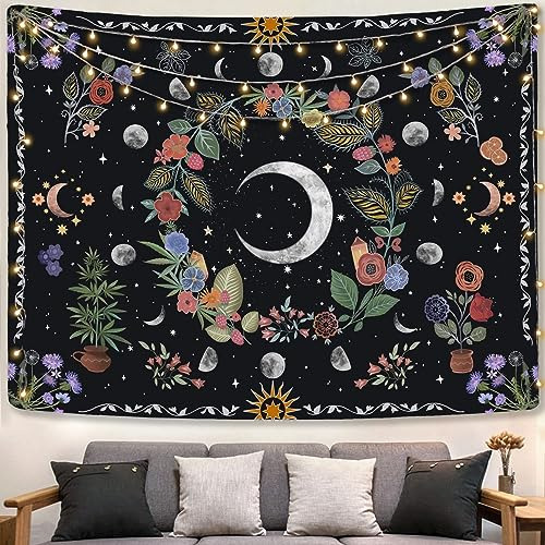 Tapiz De Planta Y Fases De Luna, Tapiz Mandala Bohemio ...