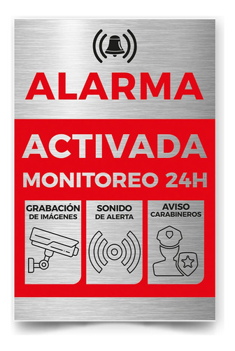 Señal Metalizada Alarma Activada Grab 24hrs 20x13cm A