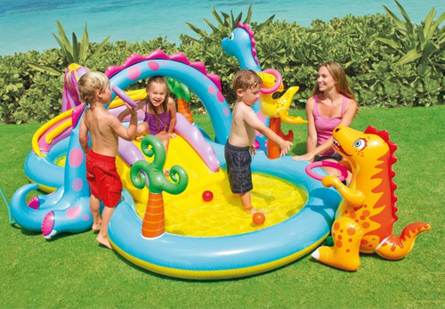 Imagen 2 de 6 de Playcenter Pileta Inflable Dinoland 290 Lts Intex