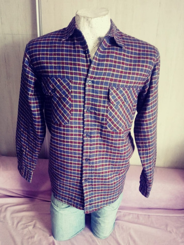 Campera Tipo Camisa Abrigada Talle M Azul Y Bordo Hombre