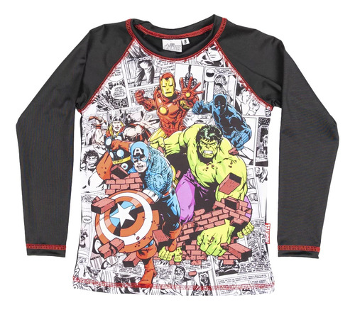 Remera Filtro Solar Uv Nene Supplex Para El Agua Avengers