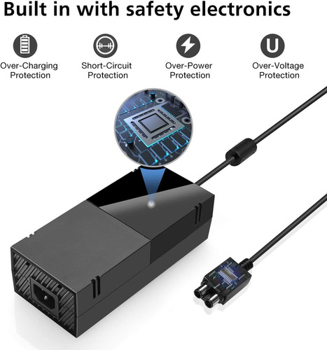 Imagen 7 de 9 de Ladrillo De Fuente De Alimentación Xbox One Con Cable De Ali