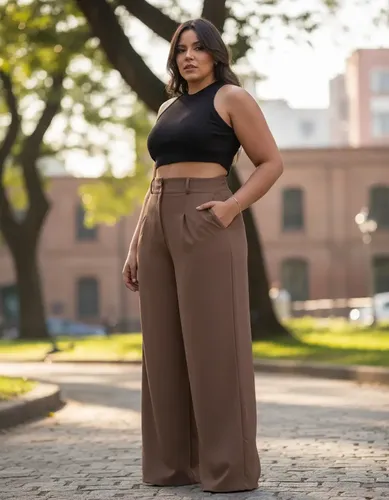 Calça Plus Size Pantalona Alfaiataria Wide Leg Social | MercadoLivre
