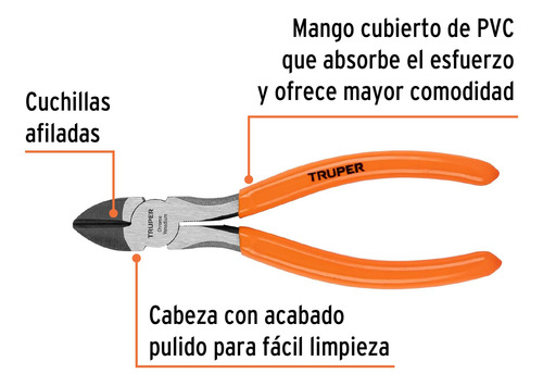 Alicate Corte Diagonal 6 Marca Truper (t202-6)