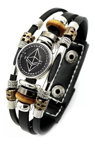 Pulsera Manilla Cuero Criptomoneda Ethereum Hombre Y Mujer