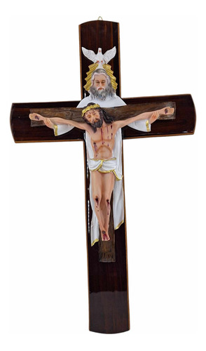 Crucifijo Cruz Madera Decoración Pared Cristo Resina 50 Cm