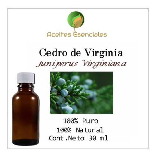 Aceite Esencial Cedro De Virginia 100% Puro Y Natural 30 Ml
