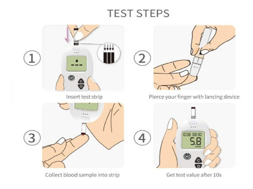 Imagen 5 de 9 de Kit Glucómetro Medidor De Azúcar 50 Tirillas + 50 Lancetas