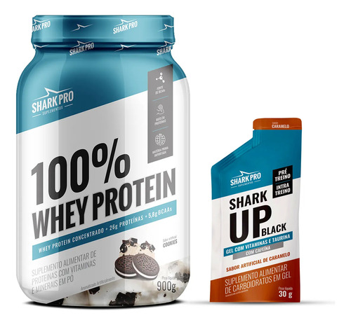 100% Whey Protein Pote 900g Shark Pro + Carbo Gel De Brinde