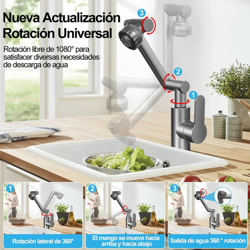 Llave Monomando Fregadero Llave Mezcladora Tarja Cocina 360° Cesar®