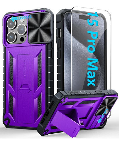 Funda Fntcase Para iPhone 15-pro-max Con Soporte - Purpura