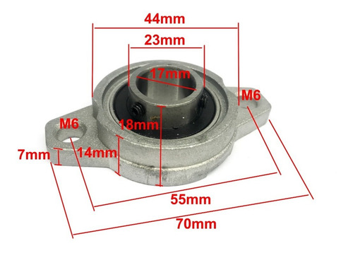 Imagem 2 de 3 de 6 Peças Mancal Com Rolamento Para Eixo 17mm Kfl003
