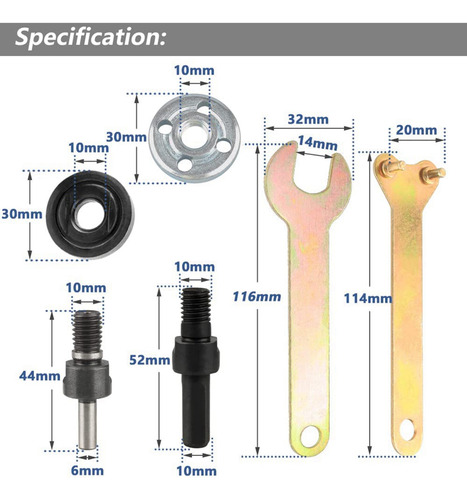 Adaptador De Amoladora Angular Crystally-2x Con Par De Tuerc