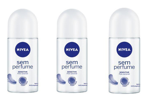 Desodorante Rollon Nivea Sensitive Pure S/perfume 50ml-kit3