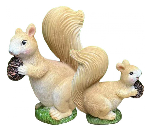 2 Adornos De Ardilla Para Jardín, Escultura De Ardilla Para